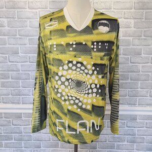Flan Labs Cellar Soccer Jersey Mens L Green Geo  Long Sleeve Blokecore NEW